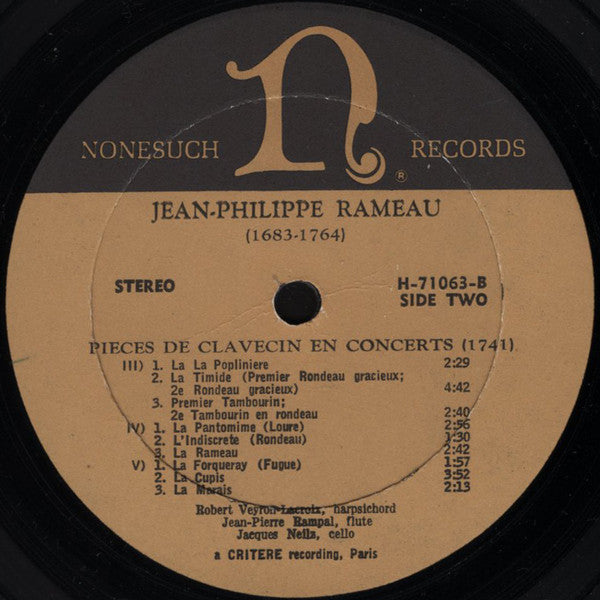 Jean-Philippe Rameau - Pièces De Clavecin En Concert (Vinyl, LP, Stereo) Very Good Plus (VG+) / Good Plus (G+)