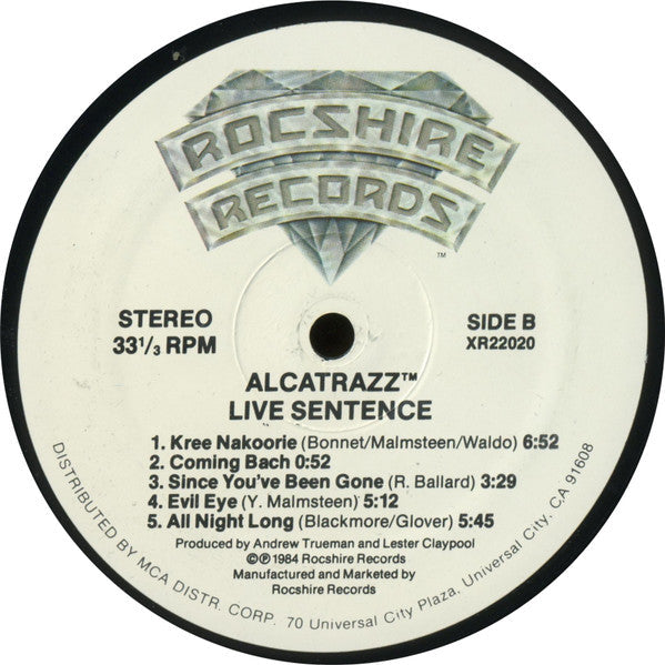 Alcatrazz - Live Sentence (No Parole From Rock 'n' Roll) (Vinyl, LP, Album, Stereo) Very Good (VG) / Very Good Plus (VG+)