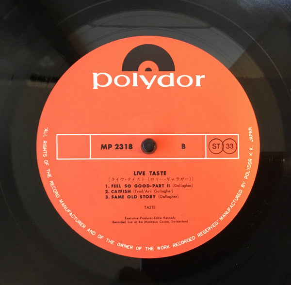 Taste (2) - Live Taste (Vinyl, LP, Album) Very Good Plus (VG+) / Good Plus (G+)