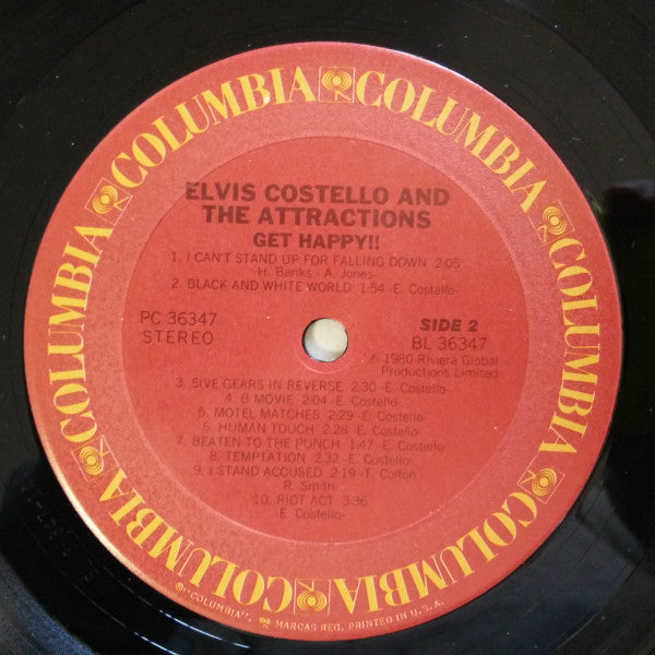 Elvis Costello & The Attractions - Get Happy! (Vinyl, LP, Album, Reissue, Stereo) Very Good (VG) / Very Good (VG)