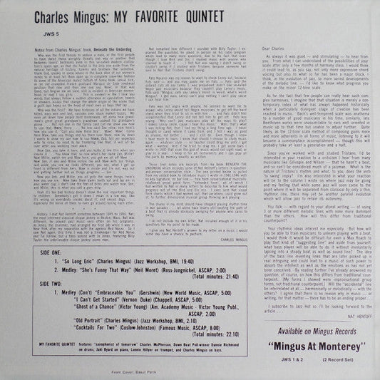 Charles Mingus - My Favorite Quintet (Vinyl, LP, Album, Reissue, Stereo) Very Good Plus (VG+) / Very Good (VG)
