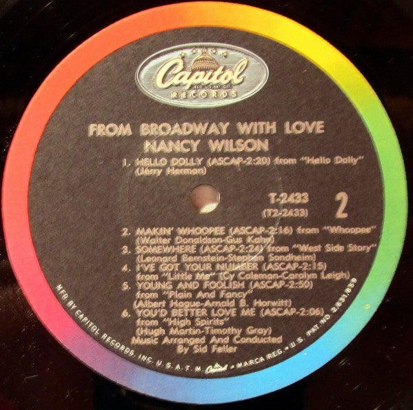 Nancy Wilson - From Broadway With Love (Vinyl, LP, Album, Mono) Very Good (VG) / Very Good (VG)