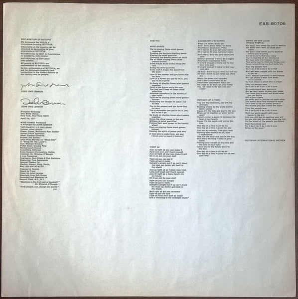 John Lennon - Mind Games (Vinyl, LP, Album, Reissue, Stereo) Very Good Plus (VG+) / Very Good Plus (VG+)