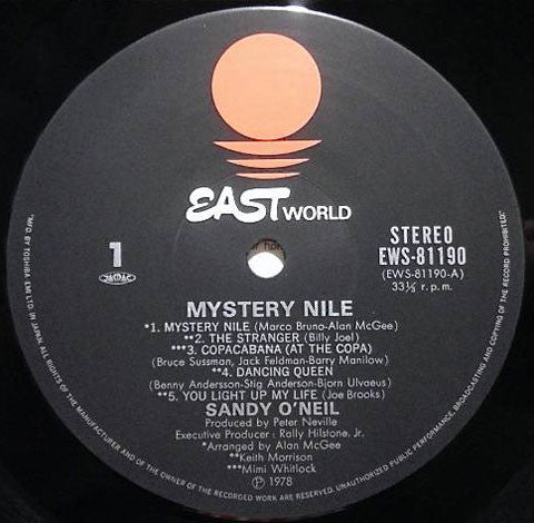 Sandy O'Neil - Mystery Nile (Vinyl, LP, Album, Stereo) Very Good (VG) / Very Good (VG)