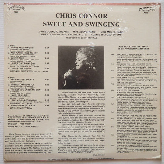 Chris Connor - Sweet And Swinging (Vinyl, LP) Very Good (VG) / Good Plus (G+)