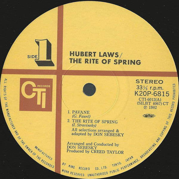 Hubert Laws - The Rite Of Spring (Vinyl, LP, Album, Reissue) Near Mint (NM or M-) / Very Good (VG)