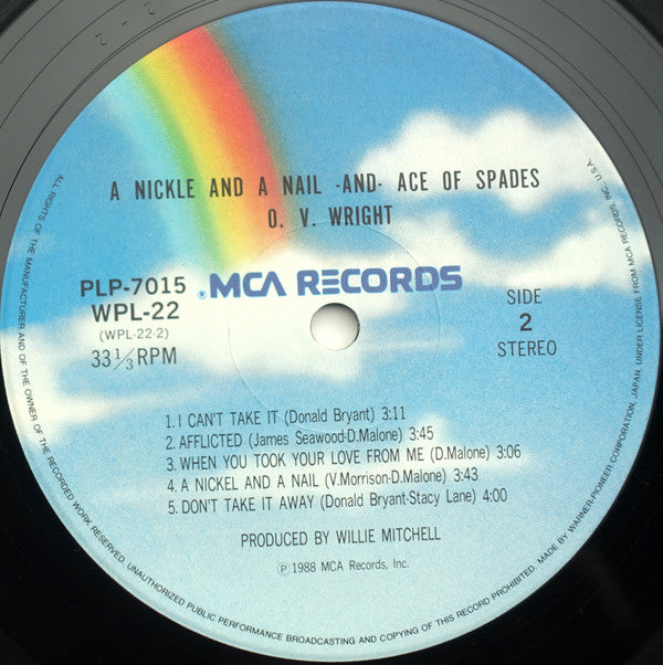 O.V. Wright - A Nickel And A Nail - And - Ace Of Spades (Vinyl, LP, Album, Reissue, Stereo) Near Mint (NM or M-) / Very Good Plus (VG+)