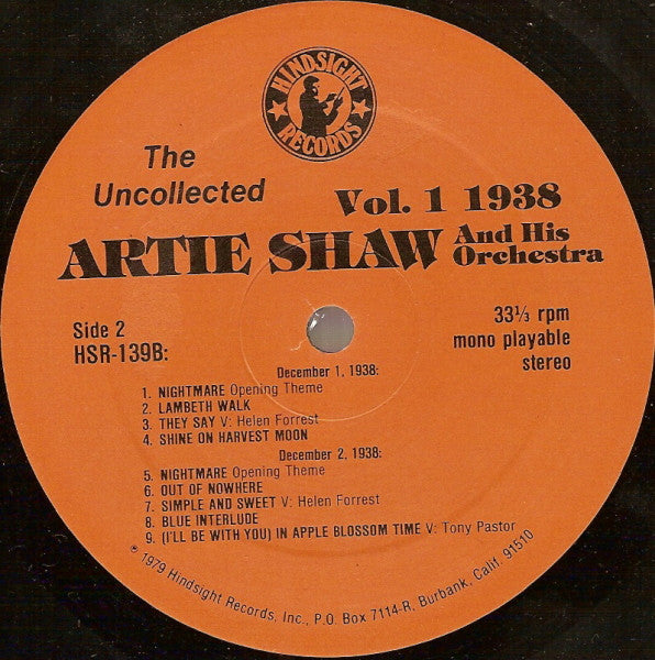 Artie Shaw And His Orchestra - The Uncollected Artie Shaw, Vol. 1, 1938 (Vinyl, LP, Album, Mono) Very Good Plus (VG+) / Very Good Plus (VG+)