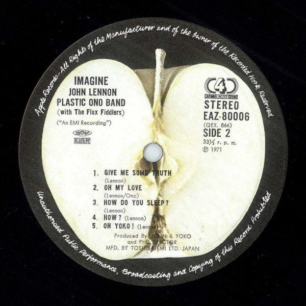 John Lennon - Imagine (Vinyl, LP, Album, Quadraphonic) Very Good (VG) / Fair (F)