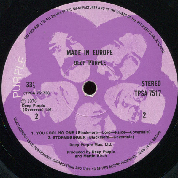 Deep Purple - Made In Europe (Vinyl, LP, Album, Stereo) Very Good (VG) / Good (G)