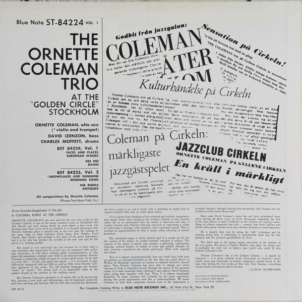 The Ornette Coleman Trio - At The "Golden Circle" Stockholm (Volume...