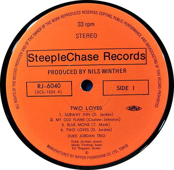 Duke Jordan Trio - Two Loves (Vinyl, LP, Album, Stereo) Very Good Plus (VG+) / Very Good Plus (VG+)
