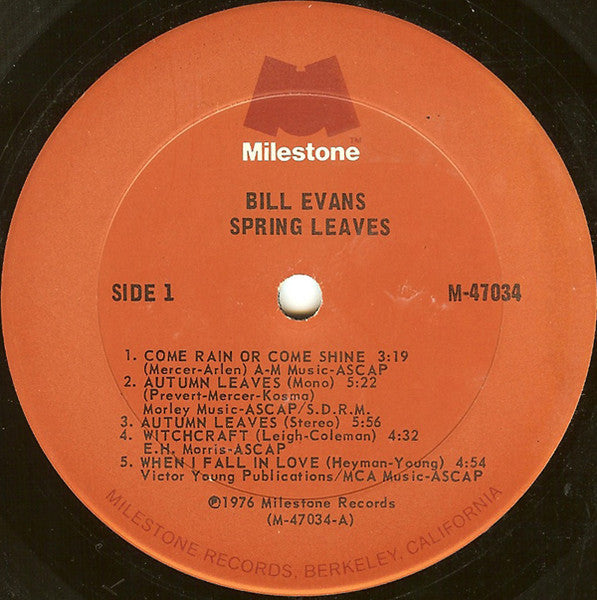 Bill Evans - Spring Leaves (2xVinyl, LP, Compilation, Stereo, Mono) Very Good (VG) / Good (G)