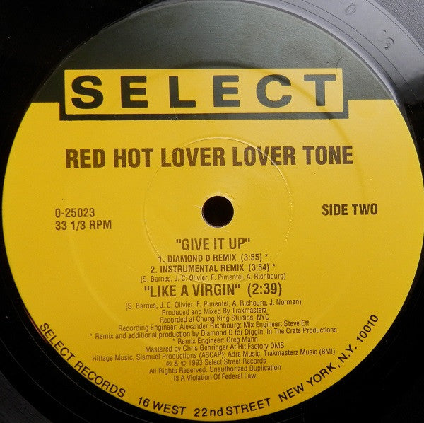 Red Hot Lover Tone - Give It Up (Vinyl, 12", 33 ⅓ RPM, Maxi-Single) Very Good (VG) / Good Plus (G+)