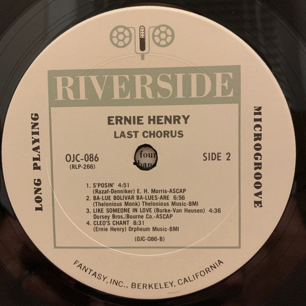 Ernie Henry - Last Chorus (Vinyl, LP, Album, Reissue) Very Good (VG) / Very Good Plus (VG+)