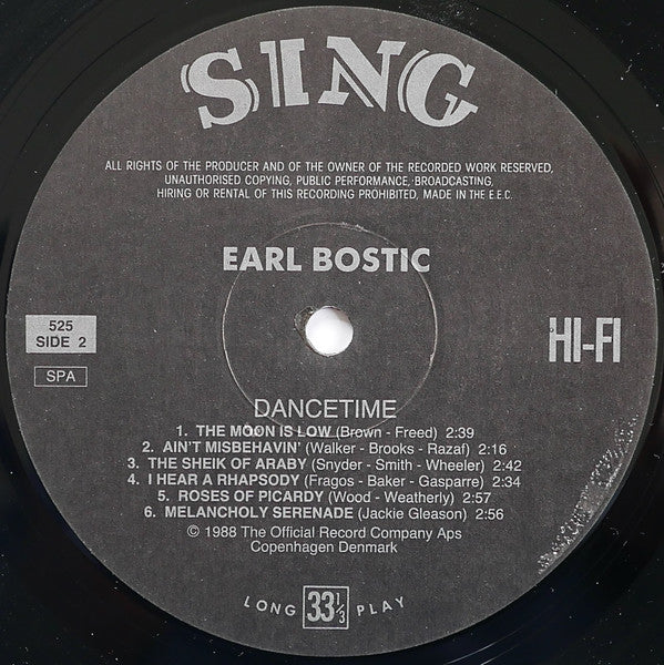 Earl Bostic - Dance Time (Vinyl, LP, Album, Reissue, Stereo) Very Good (VG) / Very Good (VG)
