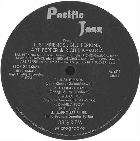Bill Perkins - Just Friends (Vinyl, LP, Album, Limited Edition, Reissue) Very Good Plus (VG+) / Very Good (VG)