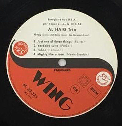 Al Haig Trio - Al Haig Trio (Vinyl, LP, Album, Reissue, Mono) Near Mint (NM or M-) / Near Mint (NM or M-)