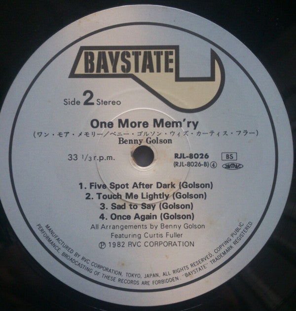 Benny Golson Quintet - One More Mem'ry (Vinyl, LP, Album, Stereo) Very Good Plus (VG+) / Very Good Plus (VG+)