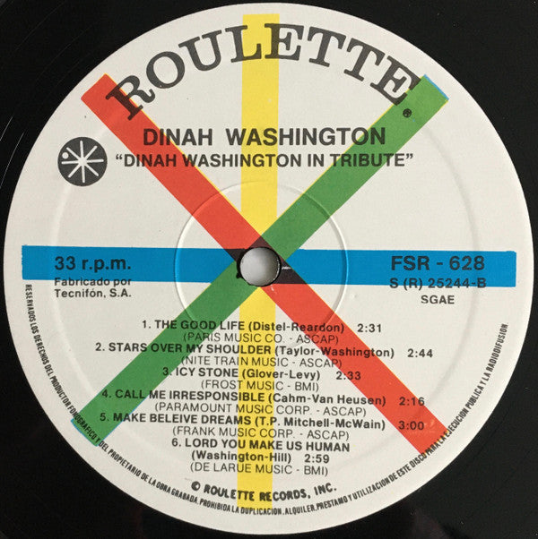 Dinah Washington - In Tribute (Vinyl, LP, Reissue) Very Good Plus (VG+) / Very Good Plus (VG+)