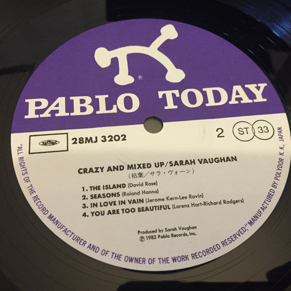 Sarah Vaughan - Crazy And Mixed Up (Vinyl, LP, Album) Very Good Plus (VG+) / Very Good Plus (VG+)