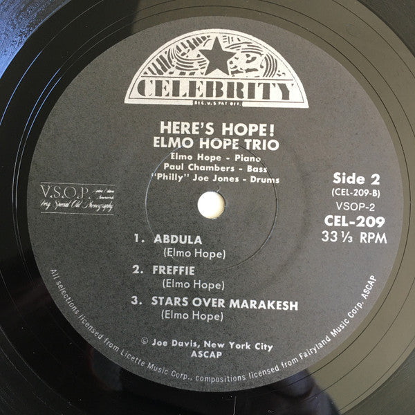 Elmo Hope Trio - Here's Hope! (Vinyl, LP, Album, Mono, Reissue) Very Good (VG) / Very Good Plus (VG+)