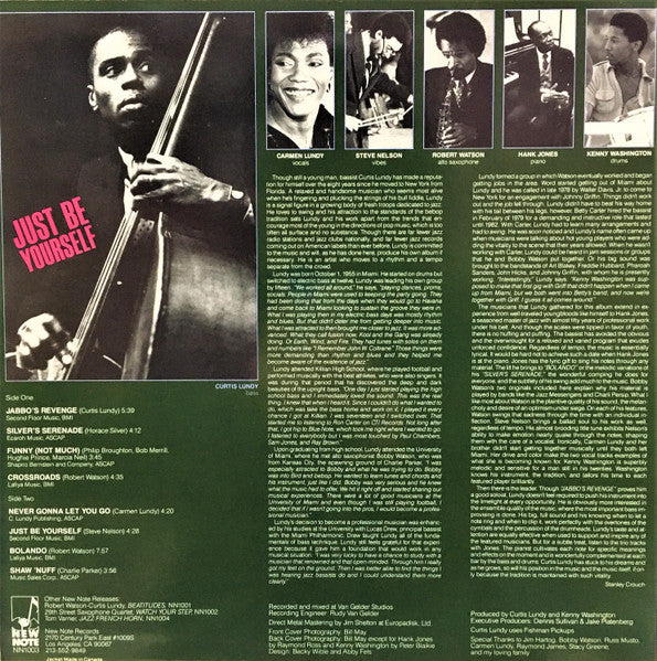 Curtis Lundy - Just Be Yourself (Vinyl, LP, Album) Near Mint (NM or M-) / Very Good Plus (VG+)