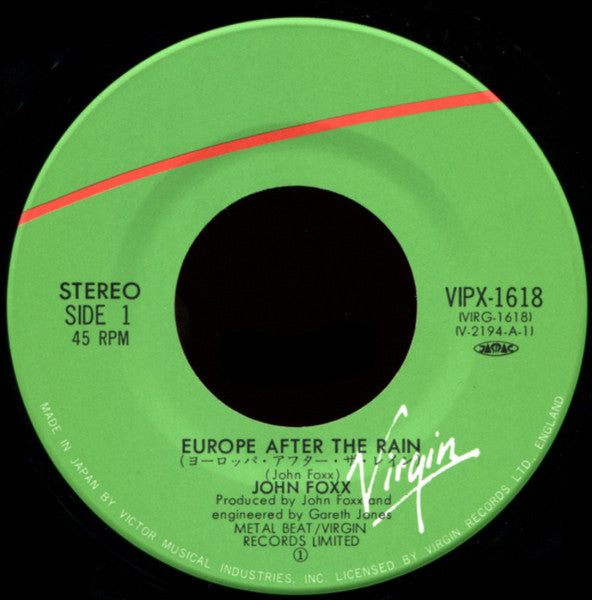 John Foxx - Europe After The Rain = ヨーロッパ・アフター・ザ・レイン (Vinyl, 7", 45 RPM) Very Good Plus (VG+) / Near Mint (NM or M-)