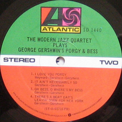 The Modern Jazz Quartet - The Modern Jazz Quartet Plays George Gershwin's Porgy & Bess (Vinyl, LP, Album, Reissue, Stereo) Very Good (VG) / Fair (F)