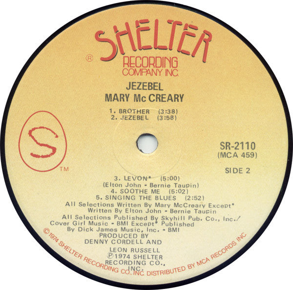 Mary McCreary - Jezebel (Vinyl, LP, Album, Stereo) Very Good (VG) / Good Plus (G+)