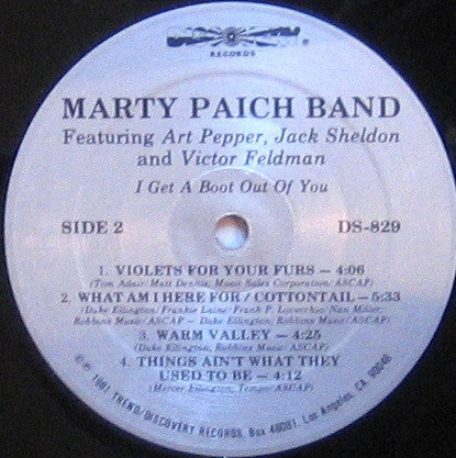 Marty Paich Big Band - I Get A Boot Out Of You (Vinyl, LP, Album, Reissue) Very Good Plus (VG+) / Very Good (VG)