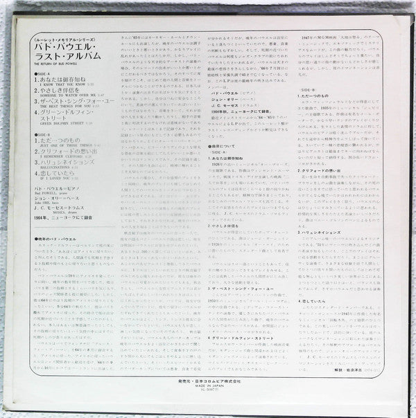 Bud Powell - The Return Of Bud Powell (Vinyl, LP, Stereo) Very Good (VG) / Very Good Plus (VG+)