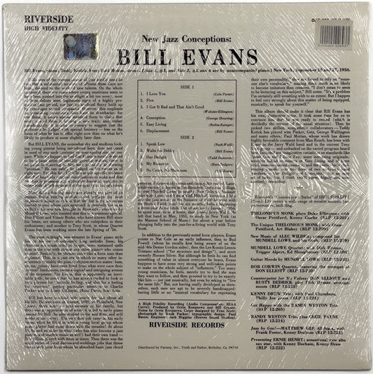 Bill Evans - New Jazz Conceptions (Vinyl, LP, Album, Reissue) Mint (M) / Very Good Plus (VG+)