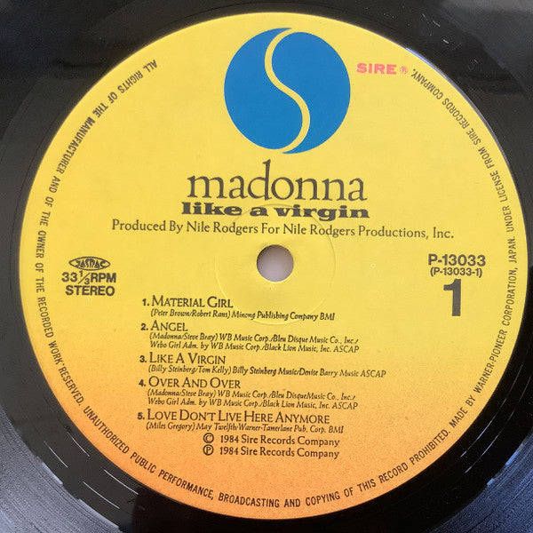 Madonna - Like A Virgin (Vinyl, LP, Album, Stereo) Very Good Plus (VG+) / Very Good Plus (VG+)