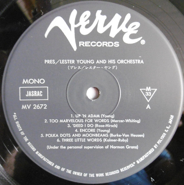 Lester Young - Pres (Vinyl, LP, Album, Mono) Very Good Plus (VG+) / Very Good (VG)
