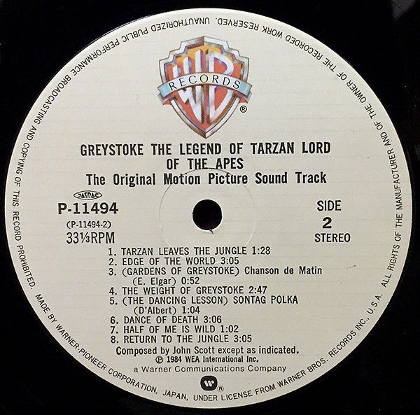 John Scott - Greystoke : The Legend Of Tarzan, Lord Of Apes (Vinyl, LP, Album) Near Mint (NM or M-) / Near Mint (NM or M-)