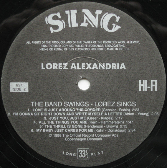 Lorez Alexandria - The Band Swings Lorez Sings (Vinyl, LP, Album, Reissue) Good Plus (G+) / Good Plus (G+)