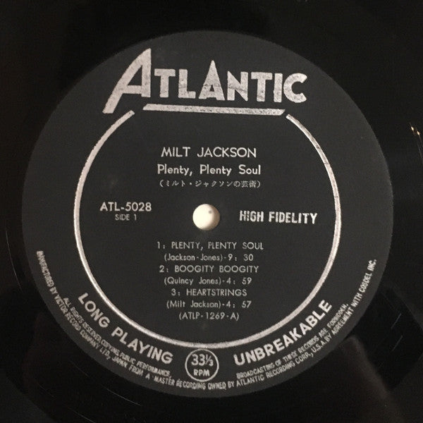 Milt Jackson - Plenty, Plenty Soul (Vinyl, LP, Album, Mono) Very Good (VG) / Poor (P)
