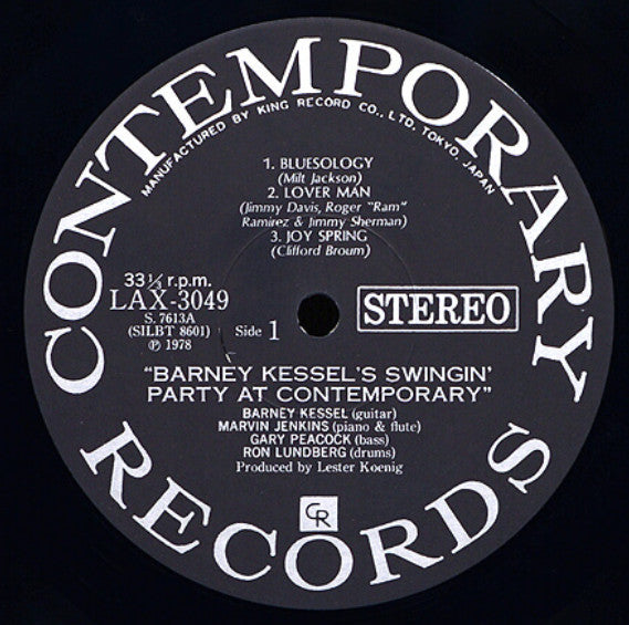 Barney Kessel - Barney Kessel's Swingin' Party At Contemporary (Vinyl, LP, Album, Stereo) Near Mint (NM or M-) / Very Good Plus (VG+)