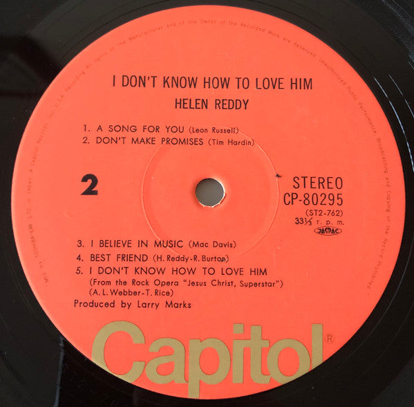 Helen Reddy - I Don't Know How To Love Him (Vinyl, LP, Album, Reissue) Very Good (VG) / Very Good Plus (VG+)