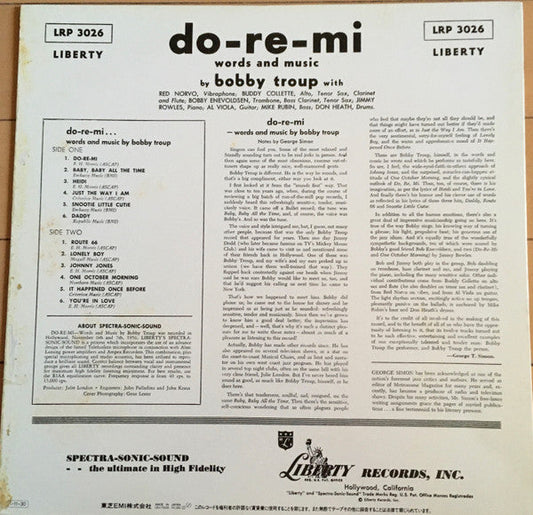 Bobby Troup - Do Re Mi (Vinyl, LP, Album, Mono) Near Mint (NM or M-) / Very Good (VG)