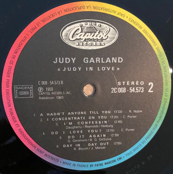 Judy Garland - Judy In Love (Vinyl, LP, Album, Reissue, Stereo) Very Good Plus (VG+) / Very Good Plus (VG+)