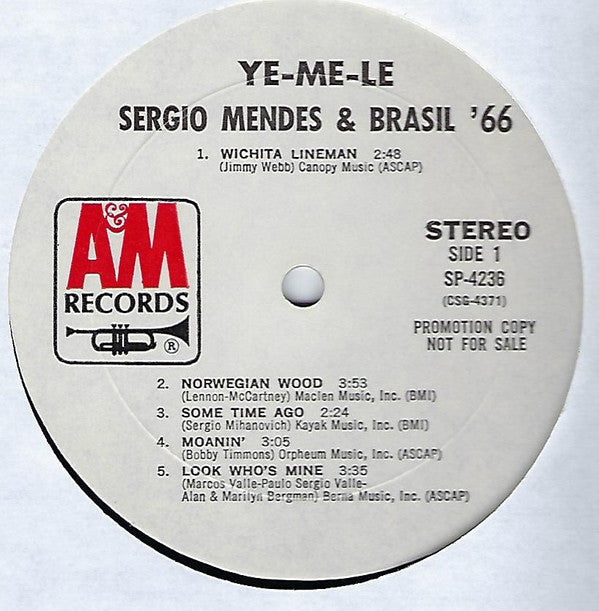 Sérgio Mendes & Brasil '66 - Ye-Me-Le (Vinyl, LP, Album, Promo, Stereo) Good Plus (G+) / Good (G)