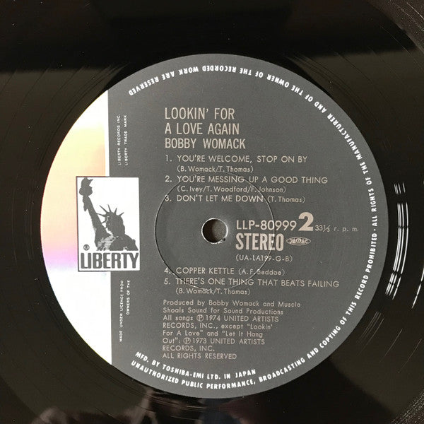 Bobby Womack - Lookin' For A Love Again (Vinyl, LP, Album, Stereo) Very Good Plus (VG+) / Very Good (VG)