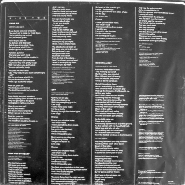 Carly Simon - Spy (Vinyl, LP, Album) Good Plus (G+) / Very Good (VG)