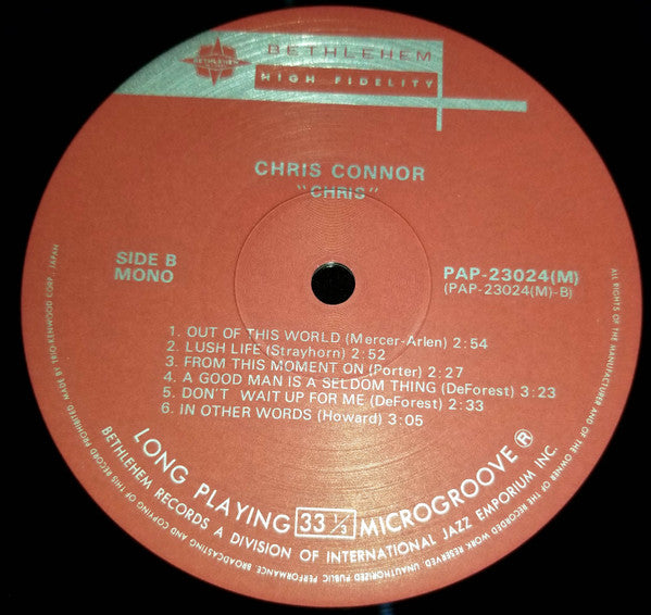 Chris Connor - Chris (Vinyl, LP, Album, Reissue, Mono) Very Good (VG) / Very Good (VG)