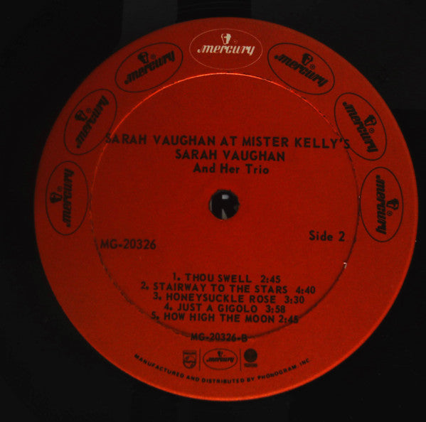 Sarah Vaughan And Her Trio - Sarah Vaughan At Mister Kelly's (Vinyl, LP, Mono) Good Plus (G+) / Good Plus (G+)