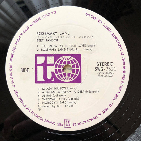 Bert Jansch - Rosemary Lane (Vinyl, LP, Album) Very Good Plus (VG+) / Very Good (VG)
