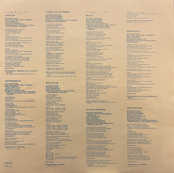 Anita Baker - Rapture (Vinyl, LP, Album) Very Good Plus (VG+) / Very Good (VG)