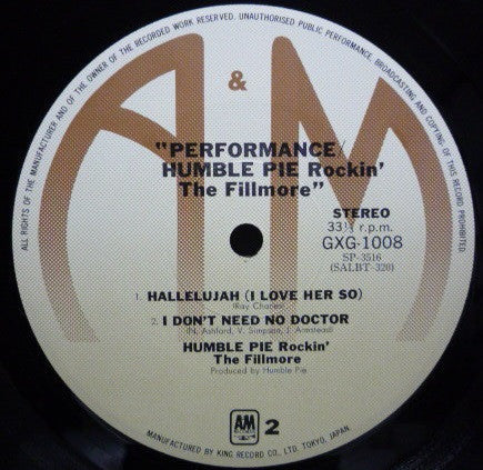 Humble Pie - Performance: Rockin' The Fillmore (2xVinyl, LP, Album, Reissue) Very Good (VG) / Good Plus (G+)